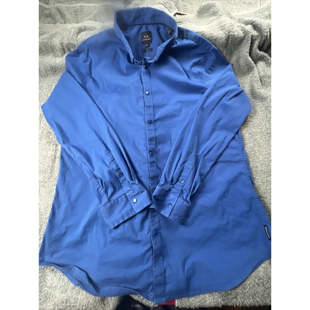 Armani Exchange A|X Slim Fit Dress Shirt Blue Button Up XXL Classic
